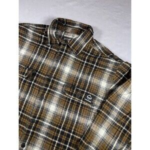 Wolverine Men’s Flannel Shirt XL Brown Black Plaid Long Sleeve ButtonUp Workwear